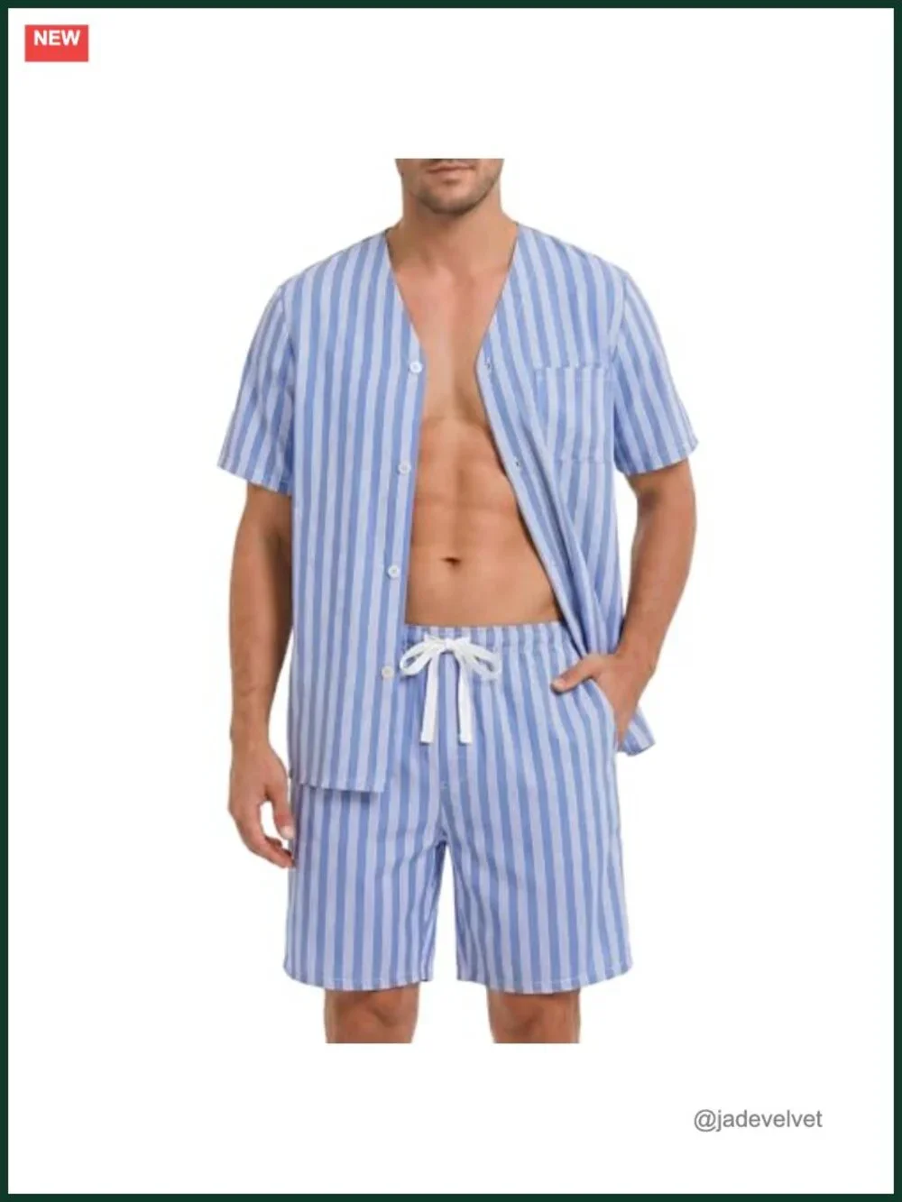 Short Sleeve Pajama Set with Pockets and Button Fly